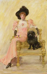 Muotokuva naisesta koiransa kanssa